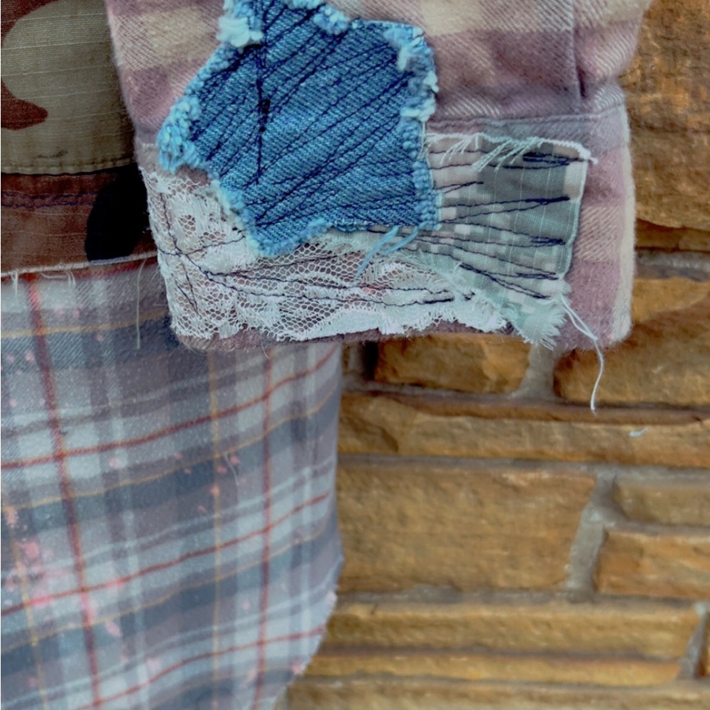 Patchwork Long Plaid Coat - image 3